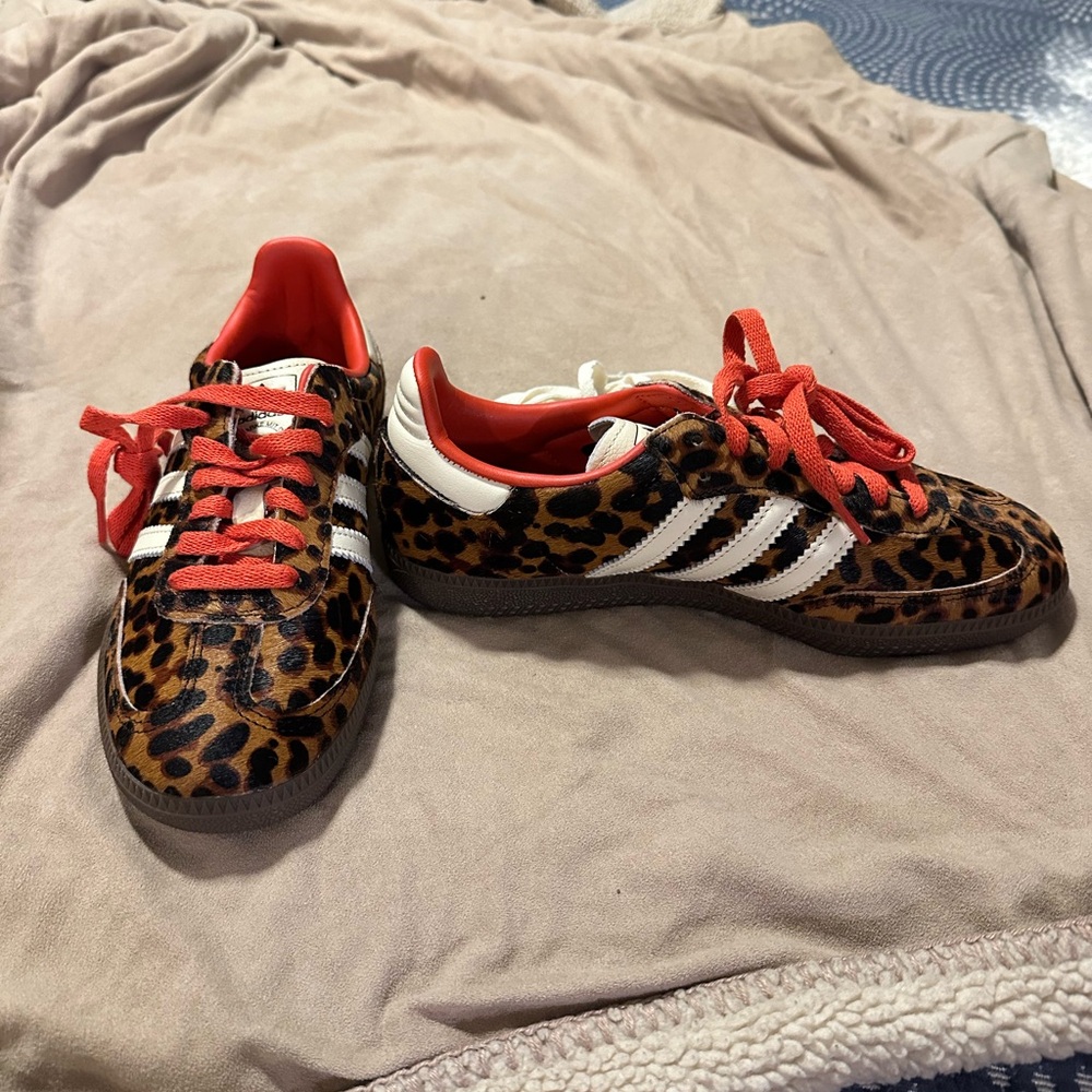 Leopard Print Sneakers with Orange-Red Laces